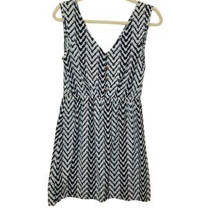 Coolwear Womens Dress Small Black White Chevron Mini Sleeveless Casual Summer